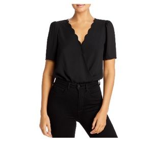 Aqua Scalloped V-Neck Bodysuit